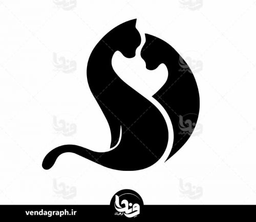 تصویر سیاه و سفید گربه های ملوس عاشق برای تاتو