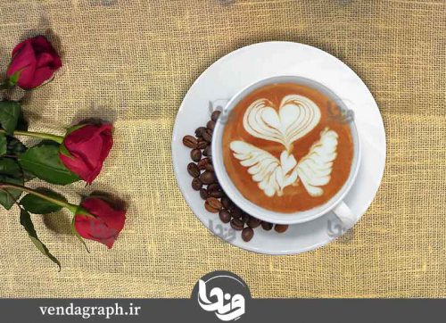 عکس فنجان قهوه و شاخه گل