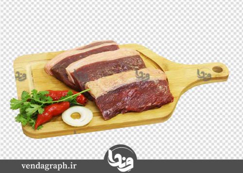عکس تخته گوشت با گوشت و سبزیجات