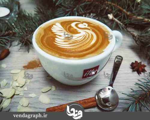 تصویر فنجان قهوه با قهوه طراحی شده