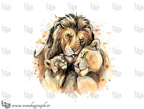 نقاشی خانواده شیر ها