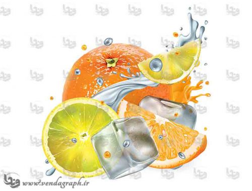 وکتور پرتقال و لیمو و یخ