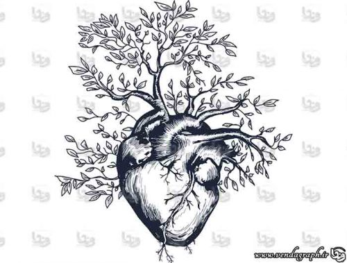 طرح قلب و درخت برای تاتو