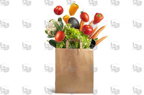 عکس استوک سبزیجات تازه در پاکت کاغذی