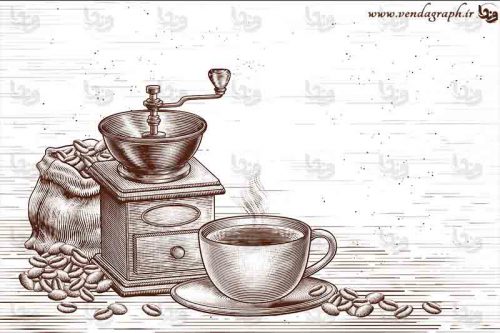 وکتور قهوه و آسیاب دستی قهوه