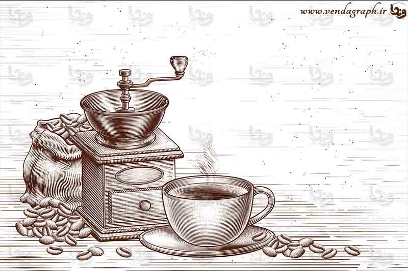 وکتور قهوه و آسیاب دستی قهوه