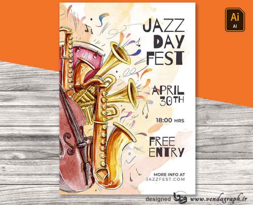 وکتور مناسبتی روز جهانی موسیقی جاز