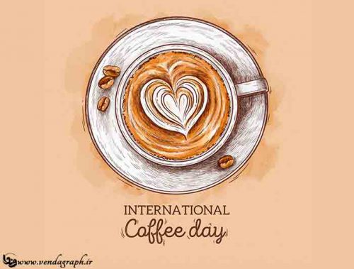 نقاشی دست کشیده روز جهانی قهوه