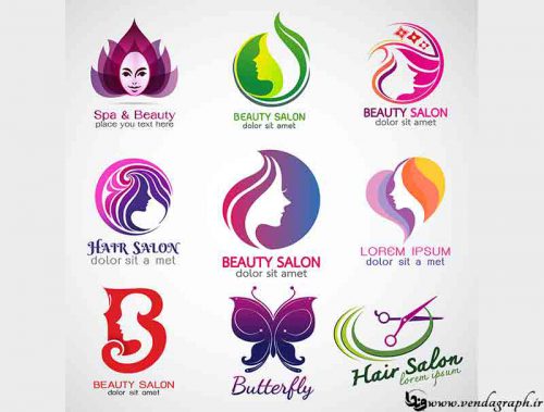 مجموعه انواع لوگوهای آرایشگاه زنانه