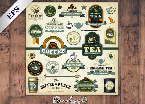وکتور انواع لوگوهای قهوه و چای