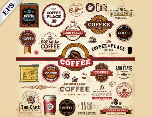 طرح وکتوری انواع لوگو های قهوه