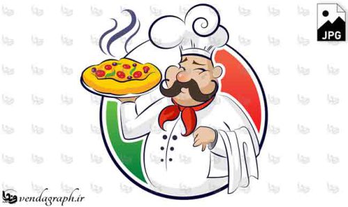 طرح وکتوری لوگو پیتزا و آشپز