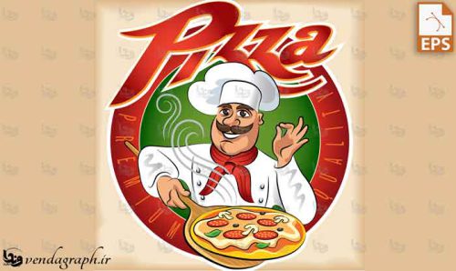 طرح وکتوری لوگو آشپز پیتزا