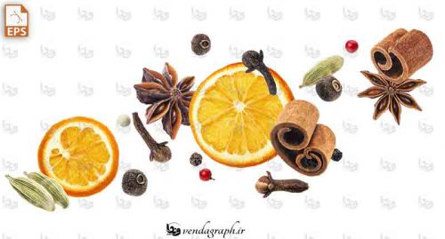 عکس استوک و باکیفیت دارچین و هل و پرتقال