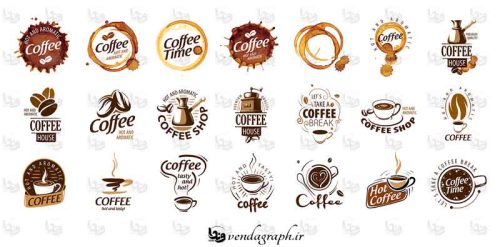 دانلود طرح وکتوری انواع لوگوی قهوه مناسب طراحی لوگو کافی شاپ ها و قهوه فروشی ها