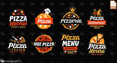 طرح وکتوری مجموعه لوگوهای پیتزا