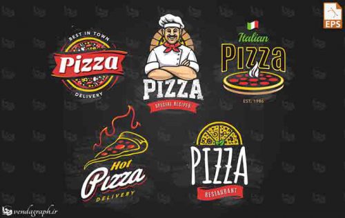مجموعه لوگوهای پیتزا مناسب طراحی لوگو پیتزا فروشی