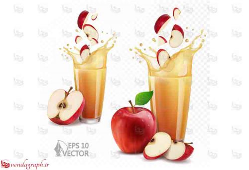 دانلود طرح وکتوری آب سیب و سیب