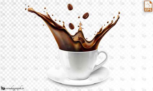 طرح وکتوری پاشیدن قهوه از فنجان قهوه