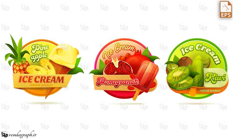 طرح برپسب و لیبل میوه های: کیوی ، انار و آناناس