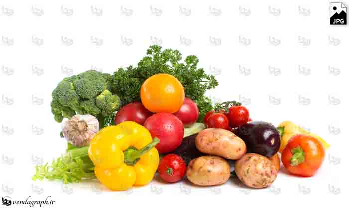 عکس استوک سیب زمینی ، گوجه فرنگی ، فلفل ، کلم ، کاهو ، سیر