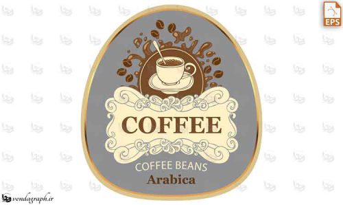 طرح وکتوری برای برچسب و لیبل کافه ، قهوه و نسکافه 