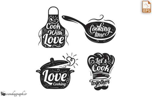 طرح های لوگوی آشپزی به سبک لوازم آشپزی