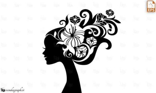 دانلود وکتور مدل موی دخترانه گل و بوته