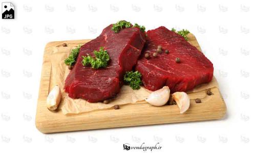 دانلود عکس استوک گوشت قرمز همراه  با سیر و سبزیجات