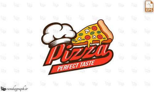 طرح وکتوری لوگو پیتزا و کلاه سرآشپز