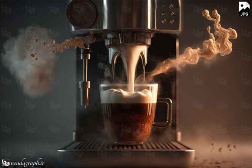 عکس دستگاه اسپرسوساز درحال عصاره گیری قهوه