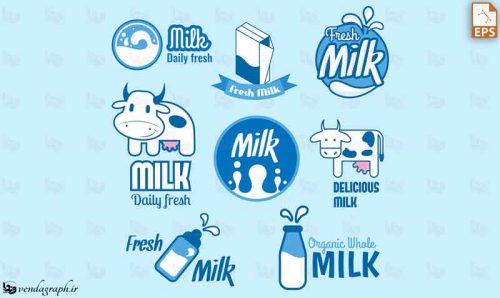 دانلود طرح وکتوری مجموعه لوگو های شیر و گاو شیری