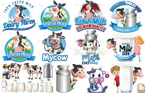 دانلود انواع لوگوهای: شیر ، لبنیات و گاو شیری