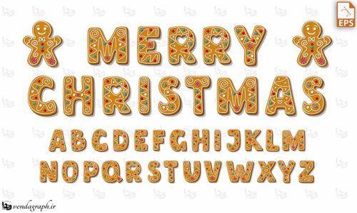 وکتور فونت حروف انگلیسی به سبک کودکانه مناسب طراحی های  کریسمس