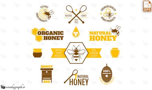 دانلود مجموعه وکتورهای عسل و زنبور عسل