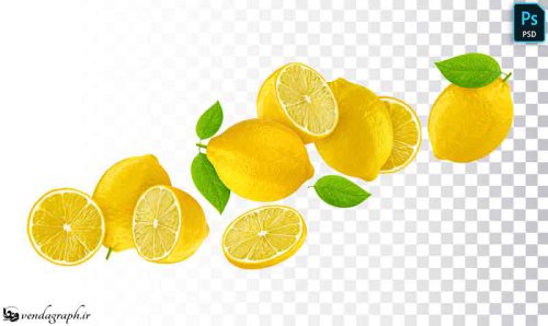 طرح بنری لیموهای معلق در هوا بدون پس زمینه و شفاف
