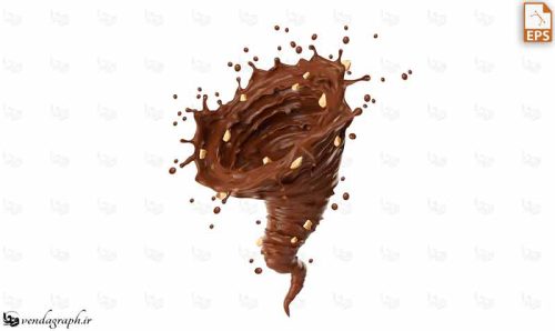 وکتور شکلات فندوقی پاشیده و معلق در هوا
