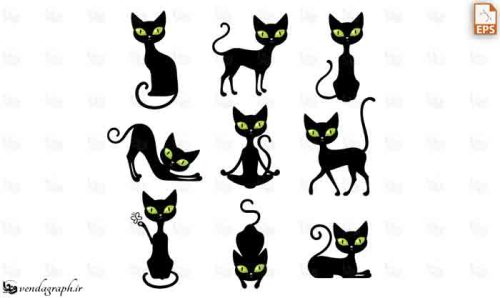 طرح وکتوری انواع لوگو و ایکن گربه سیاه ملوس