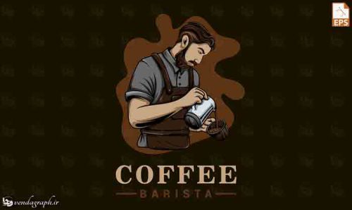 طرح وکتوری مرد کافه باریستا در حال دم آوری قهوه