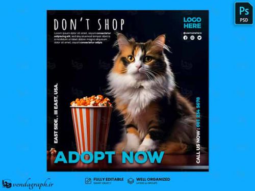 طراحی پست اینستاگرام برای فروشگاه لوازم حیوانات خانگی petshop