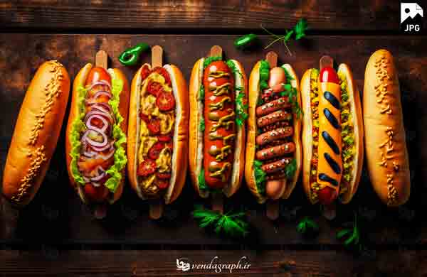 عکس مجموعه انواع هات داگ hot dog