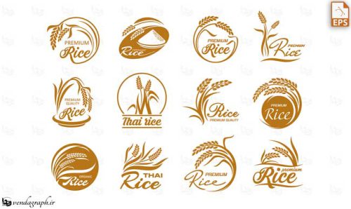 طرح وکتوری انواع لوگو های گندم و برنج