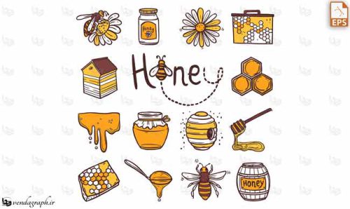 وکتور عسل ، زنبور عسل ، شیشه عسل ، کندوی عسل