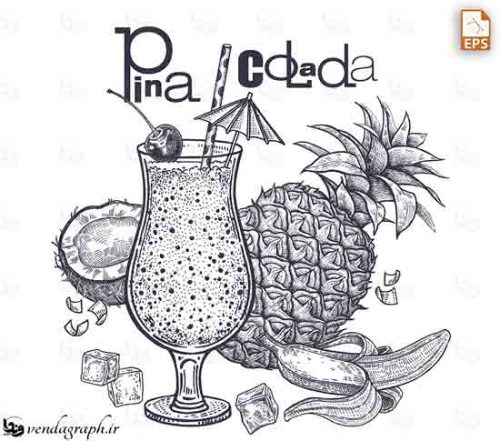 دانلود وکتور نوشیدنی پینیا کولادا Pina Colada