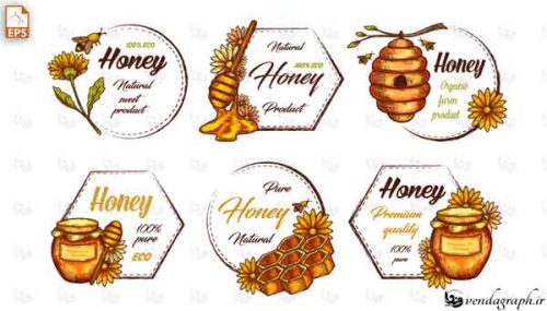 طرح وکتوری مجموعه لوگو های عسل