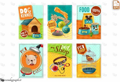 طراحی بنر و پوستر وکتوری برای فروشگاه غذا و لوازم حیوانات خانگی