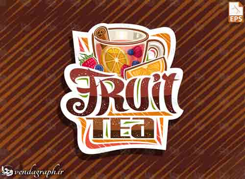 طرح وکتوری لوگو و لیبل برای چای و دمنوش میوه ای